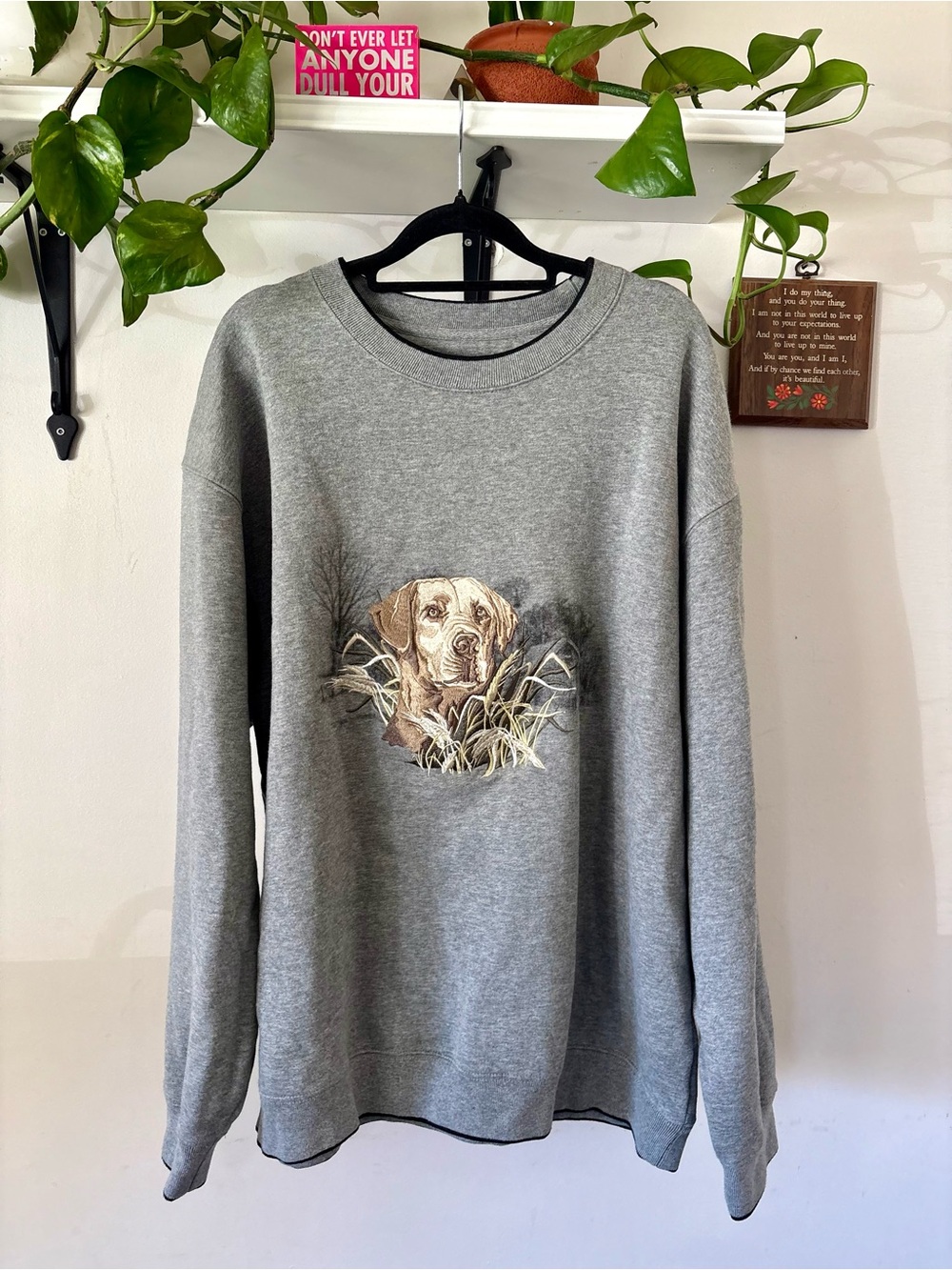 croft & barrow Gray Crewneck Sweatshirt with Dog Graphic